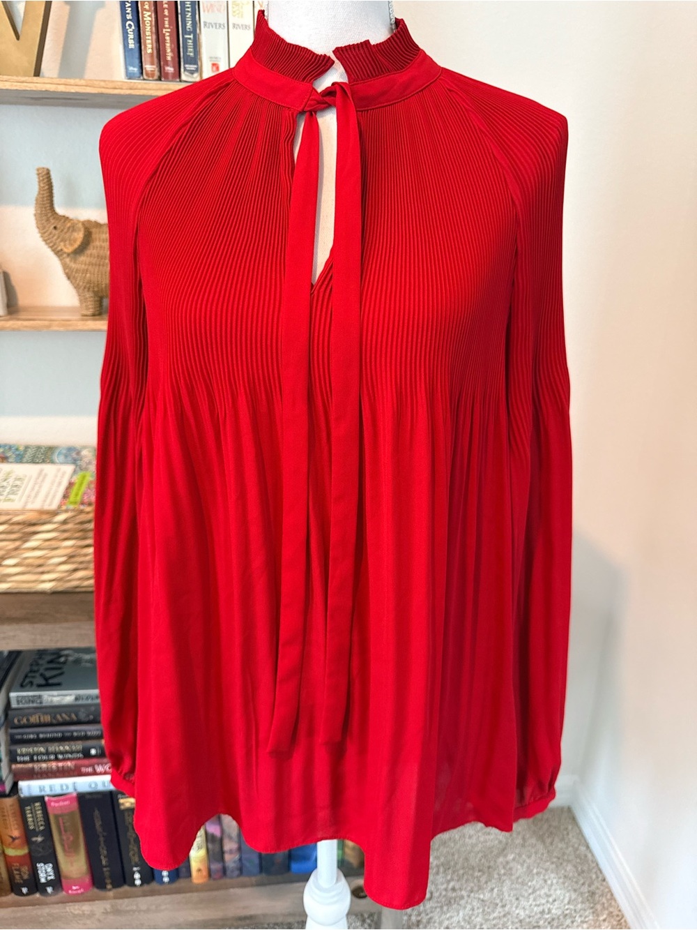 Lauren Ralph Lauren Black Label Pleated High Neck Long Sleeve Blouse XL
